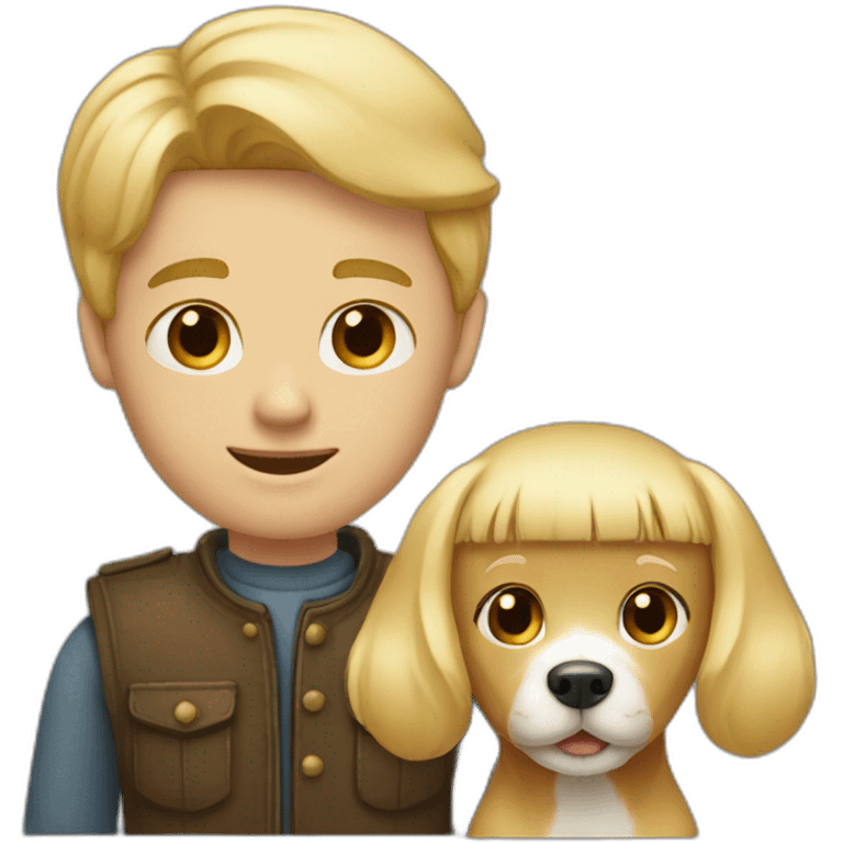 blond-hair-man-and-girl-with-dog emoji