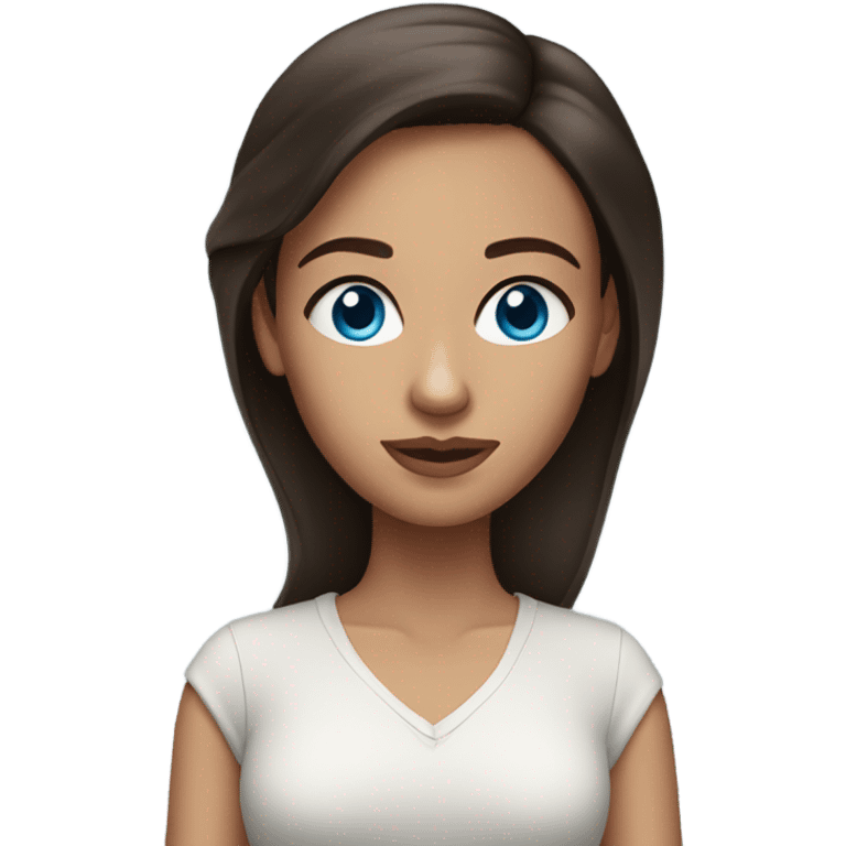 Brunette 24 year old woman, blue eu emoji