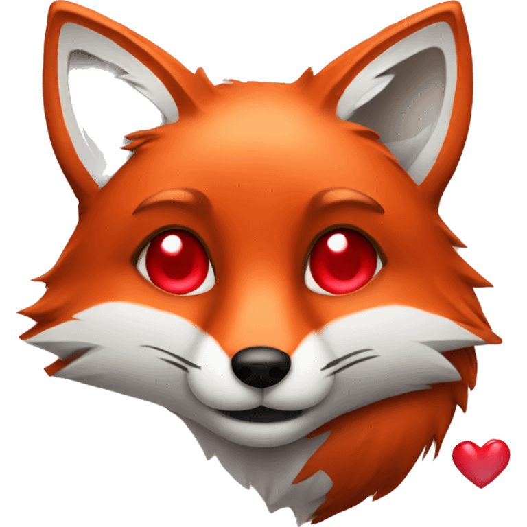 dark red fox face with tiny red heart instead of eyes emoji