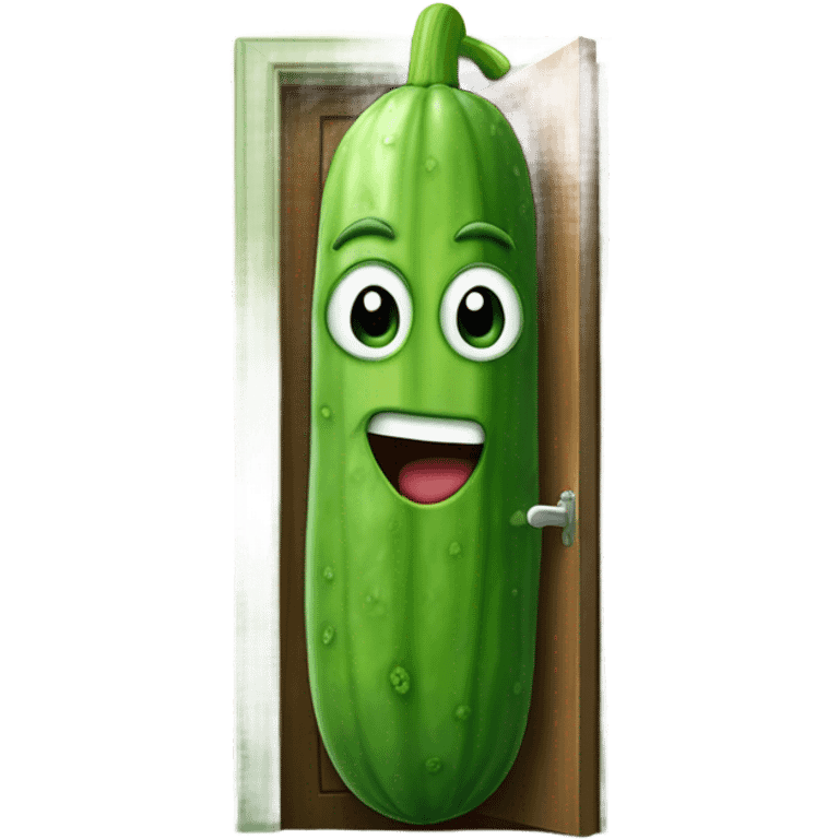 Cucumber goes into door emoji