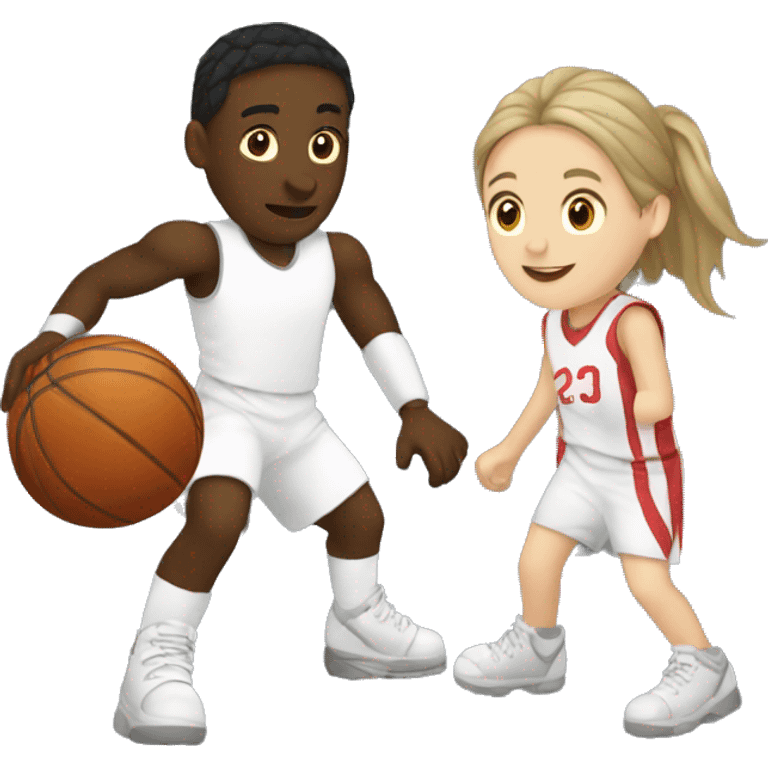 Rec and white Knight playing  girls basketball emoji