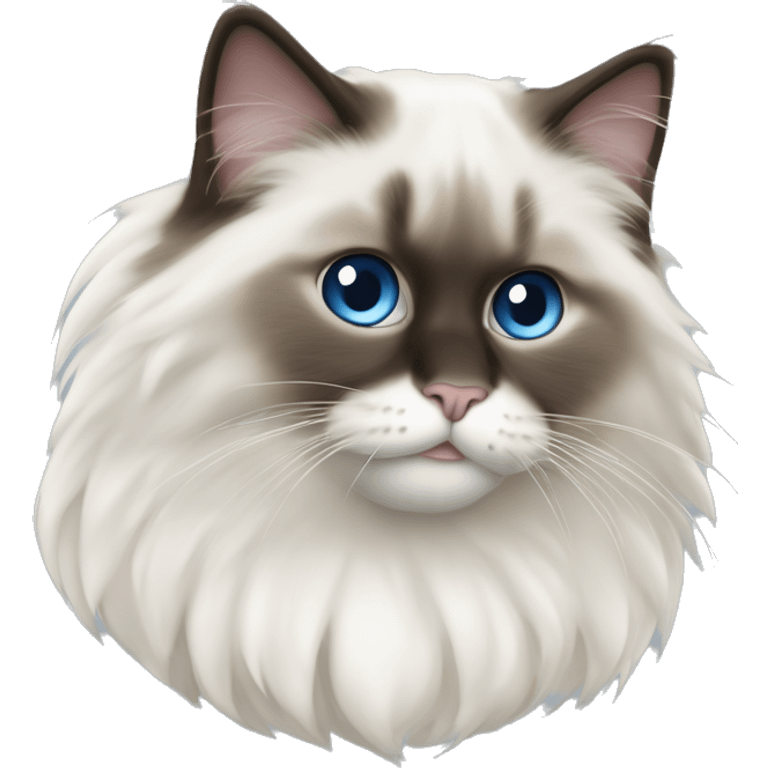 Süße weiße ragdoll katze die in einem grauen filzkorb liegt emoji