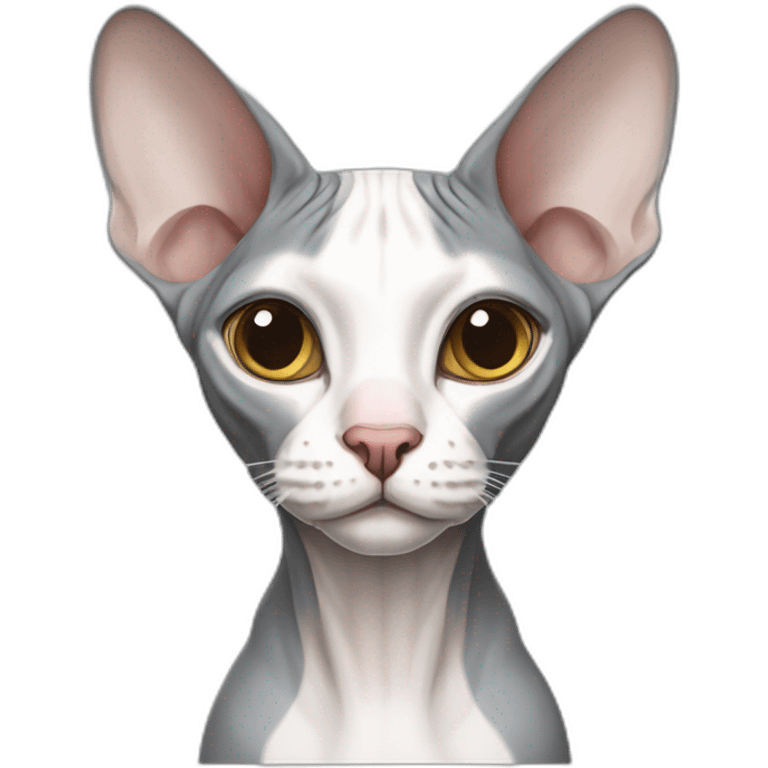 Grey and white sphynx cat emoji