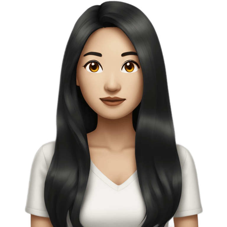 stunning asian woman black long hair  emoji