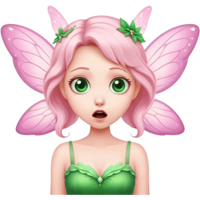 pink fairy in green dress shock emoji