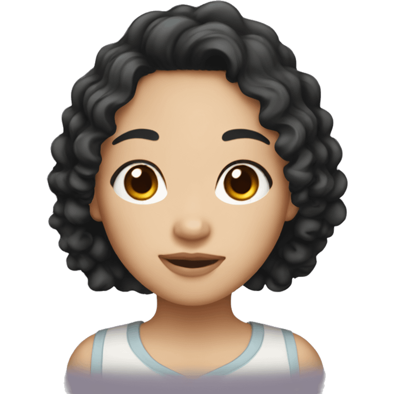 asian girl with black curly hair emoji