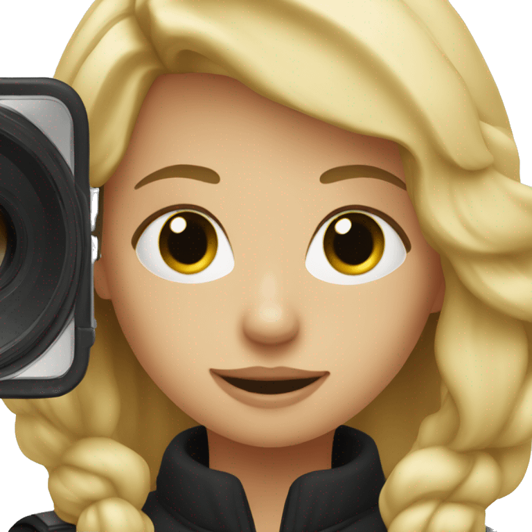 Blonde girl wearing black and holding a camera  emoji