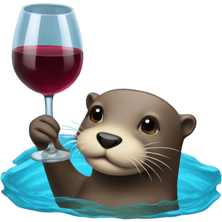 Swimming otter with wine glass emoji