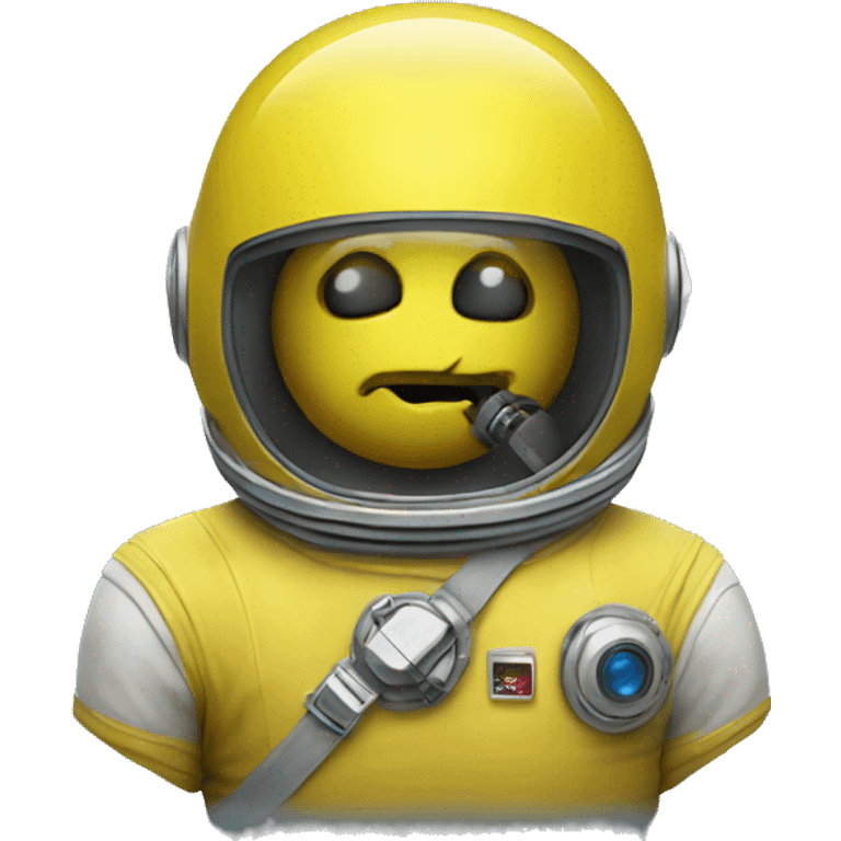 yellow apple wearing space helmet emoji