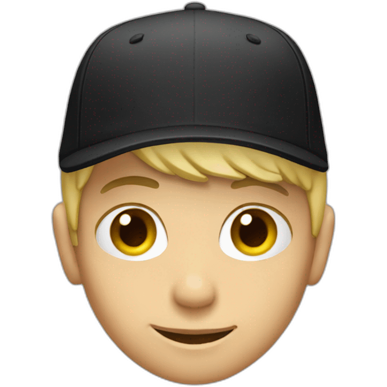 boy blonde with rays in his eyes and black cap emoji