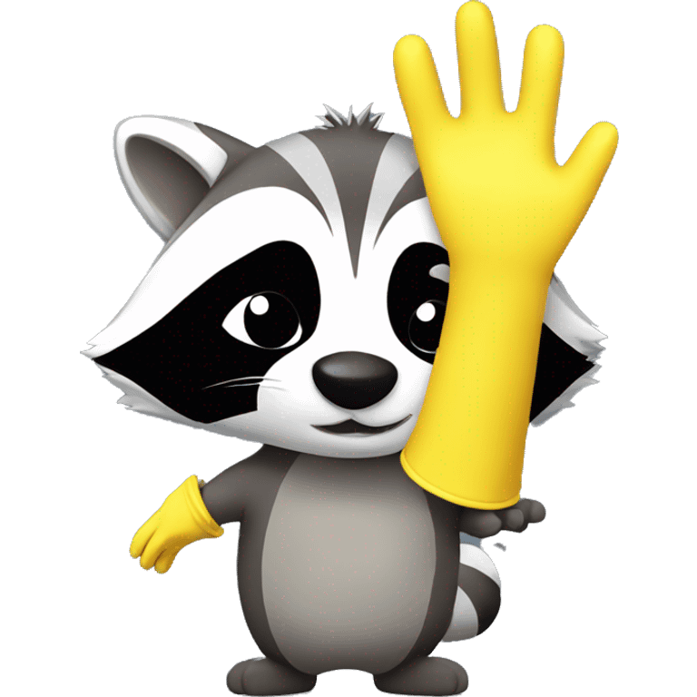 raccoon in yellow rubber gloves emoji