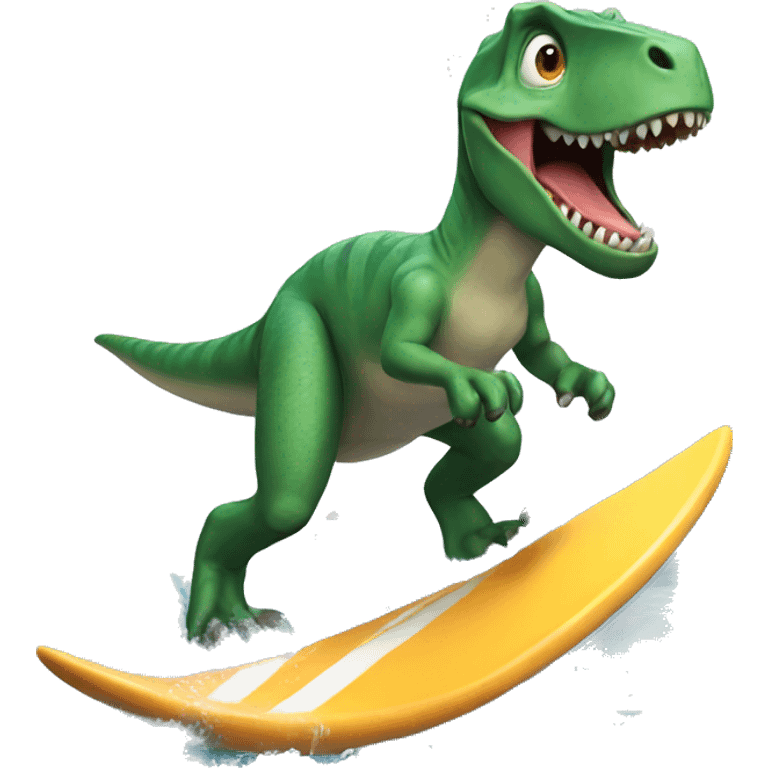 Dinosaur surfing emoji