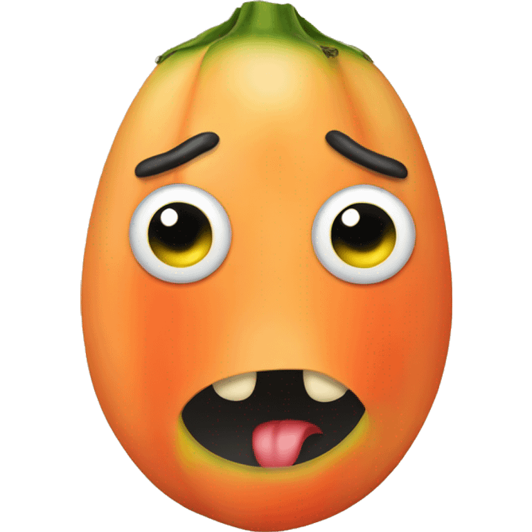 papaya fruit with face emoji