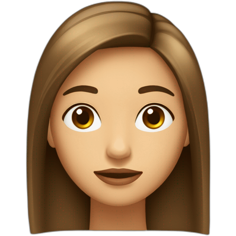 CHICA DE PELO MORENO LARGO Y FLEQUILLO RECTO QUE CUBRA LA FRENTE Y OJOS MARRONES OSCUROS emoji