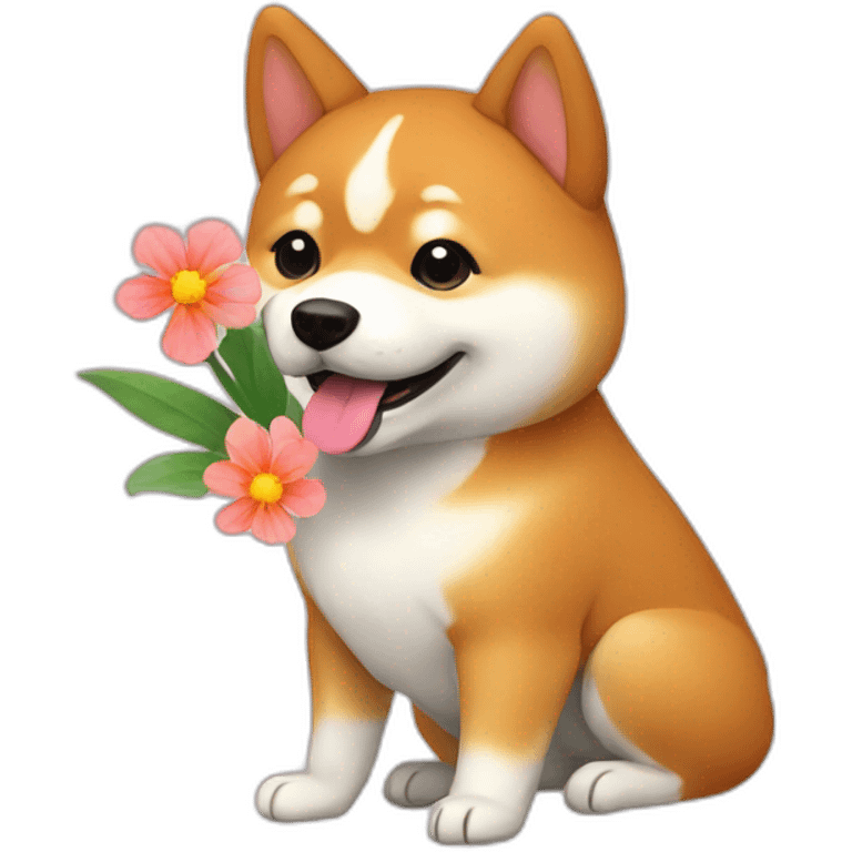 shiba-with-flower emoji