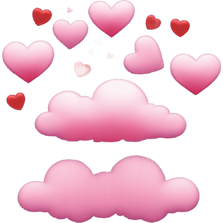 Pink cloud raining down red and pink hearts  emoji