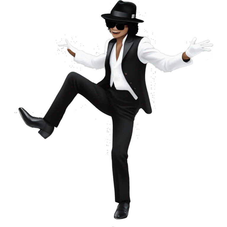 “Michael Jackson in a black suit, white glove, and fedora, striking a dance pose.” emoji