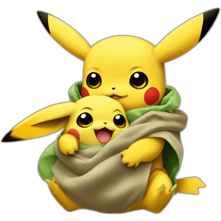 Pikachu holding baby yoda emoji