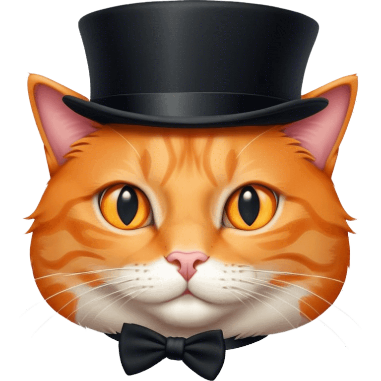 elegant orange cat with top hat black emoji