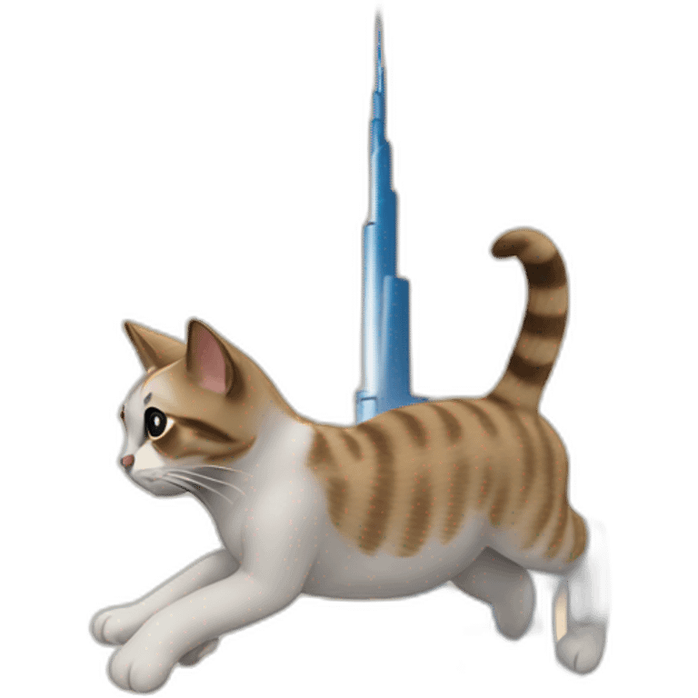 cat flying over burj khalifa emoji