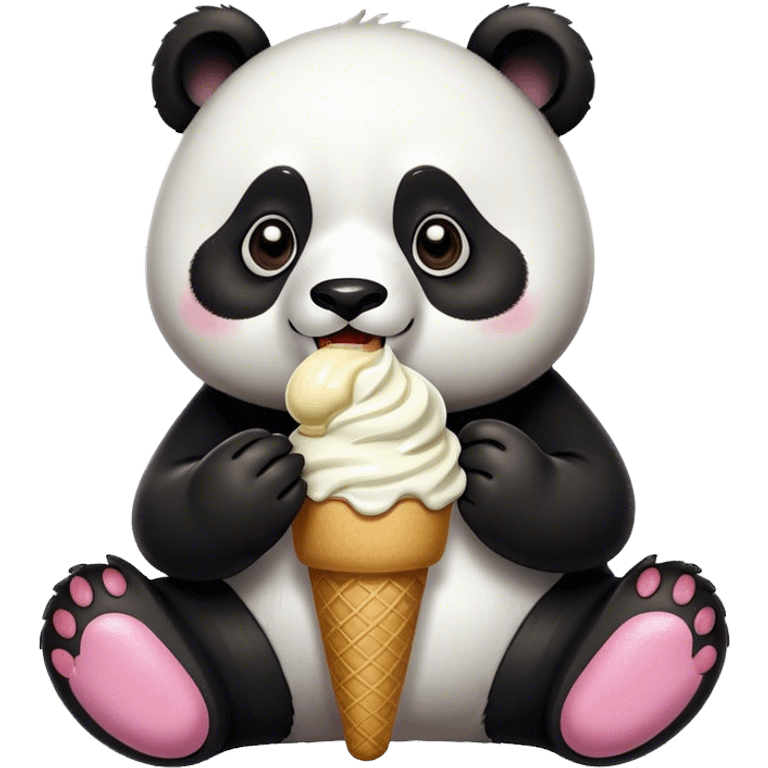 Panda eating ice cream emoji