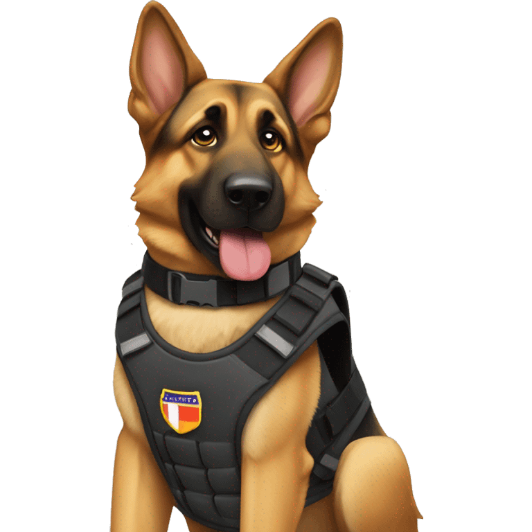 German shepherd service dog wearing a vest emoji