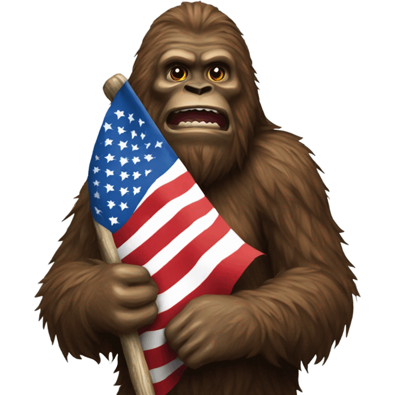 Sasquatch with an American flag emoji