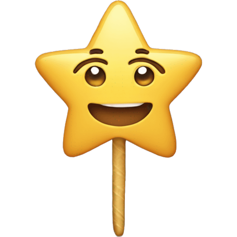 a star with a cute face and magic wand emoji