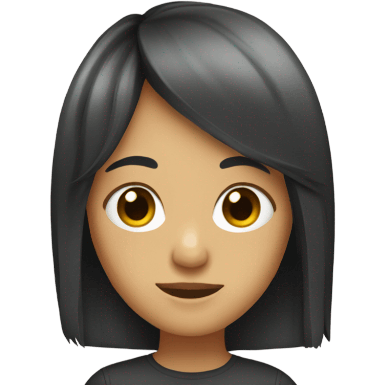 Girl with shaggy black mullet emoji