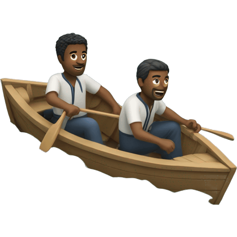 Two men floating down the river in boat emoji