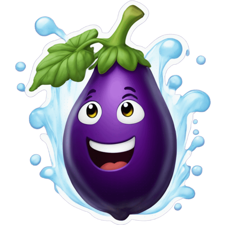 Eggplant with splash  emoji