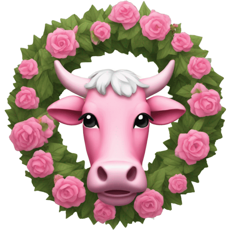 Pink cow wreath emoji