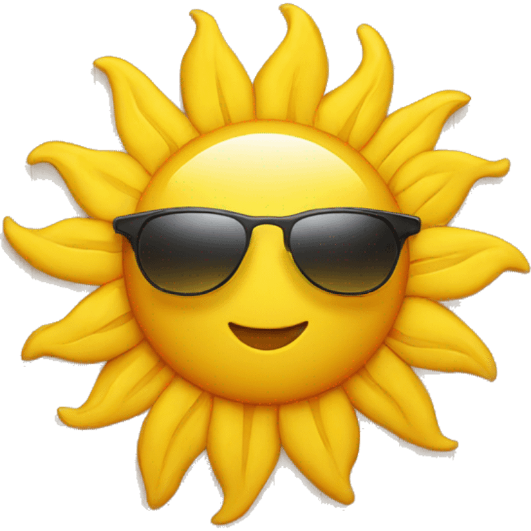 Sun with a sunglass in a farm  emoji