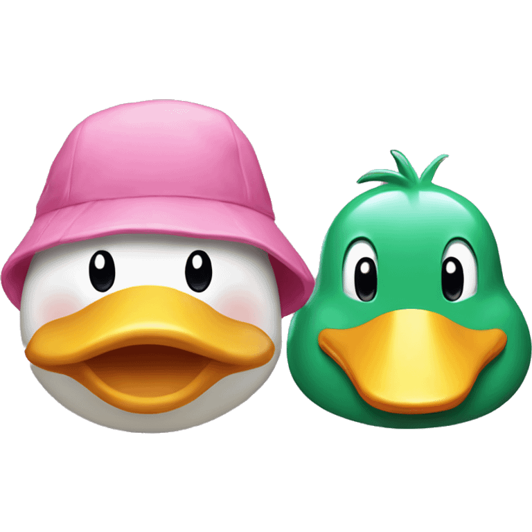 duck and dino with hello kitty hats emoji