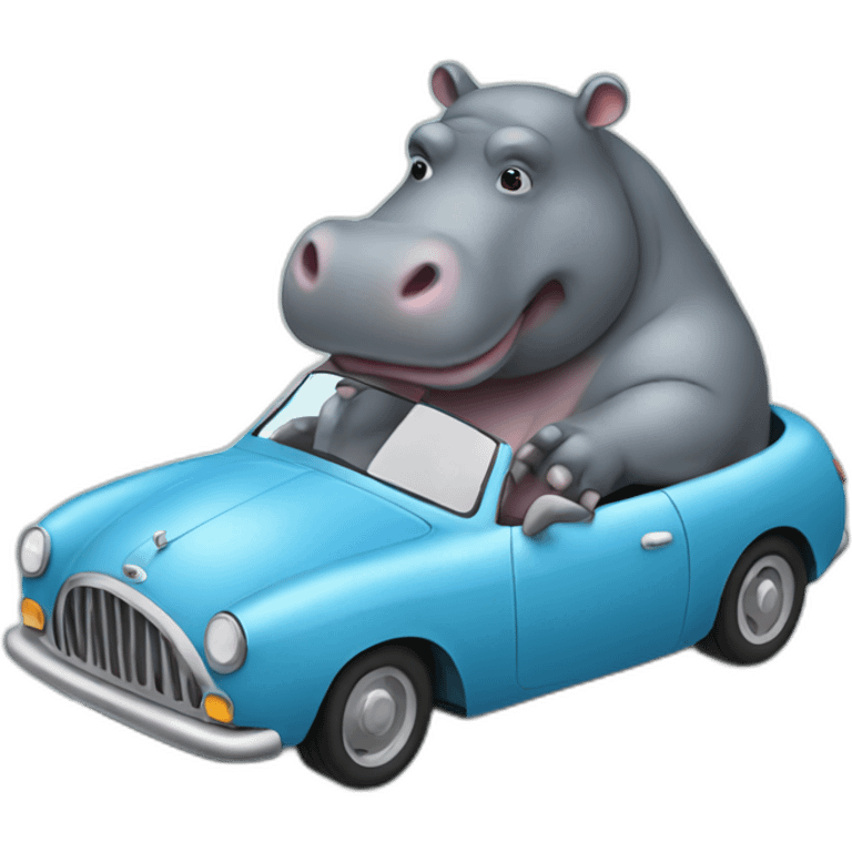 hippo holding a car emoji