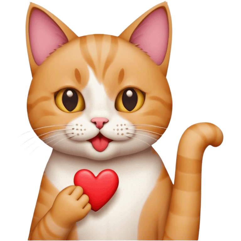 Cat with finger to mouth and heart  emoji