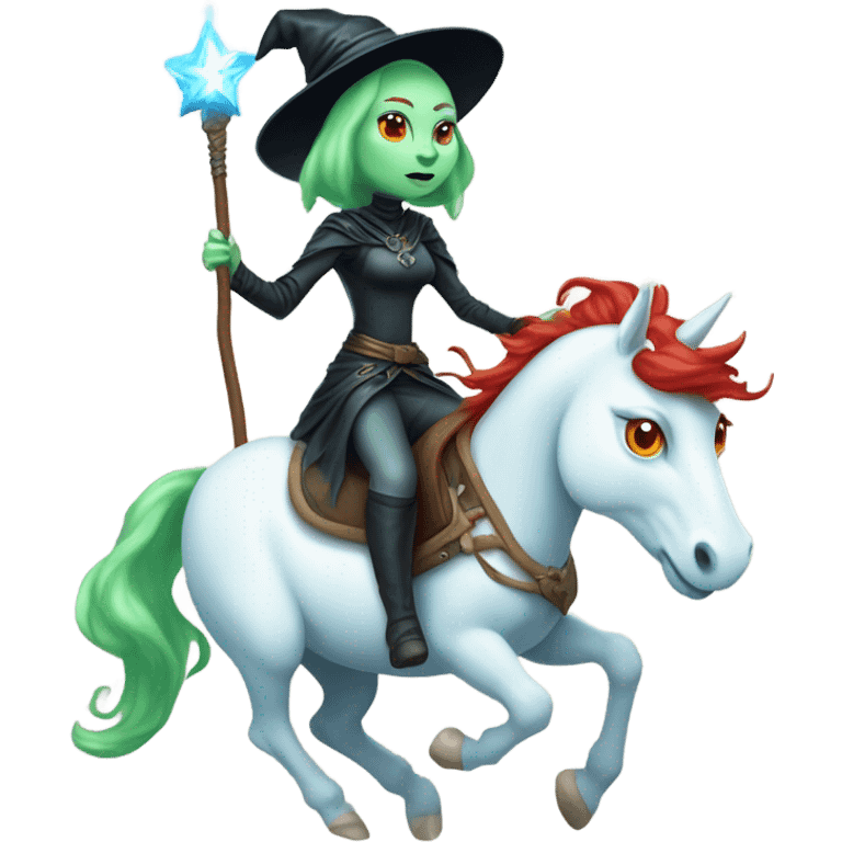 [politically incorrect, shield(
	{ female, alien, witch, color: light green, hair:red, eyes:cat} ]
	on a 
	[{ unicorn: white, legged:four, mane: light blue }]) emoji