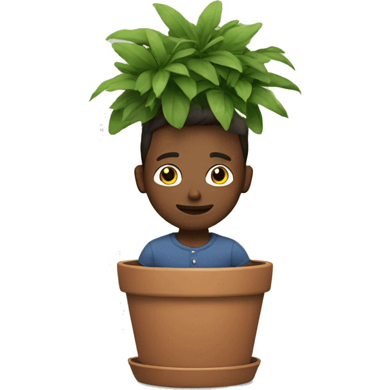 A white guy is sitting in a flower pot
 emoji