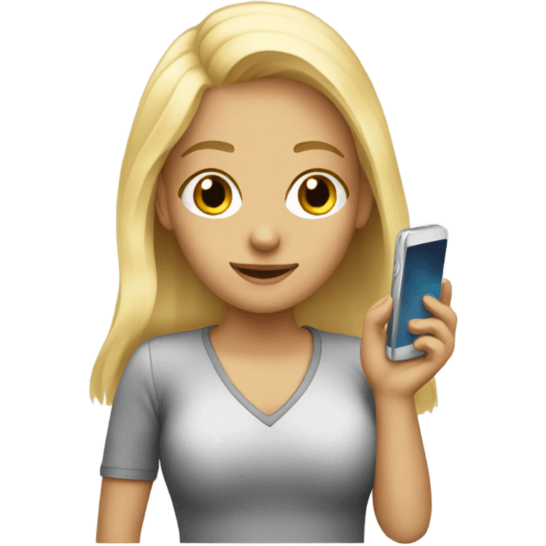 blonde girl with cellphone emoji