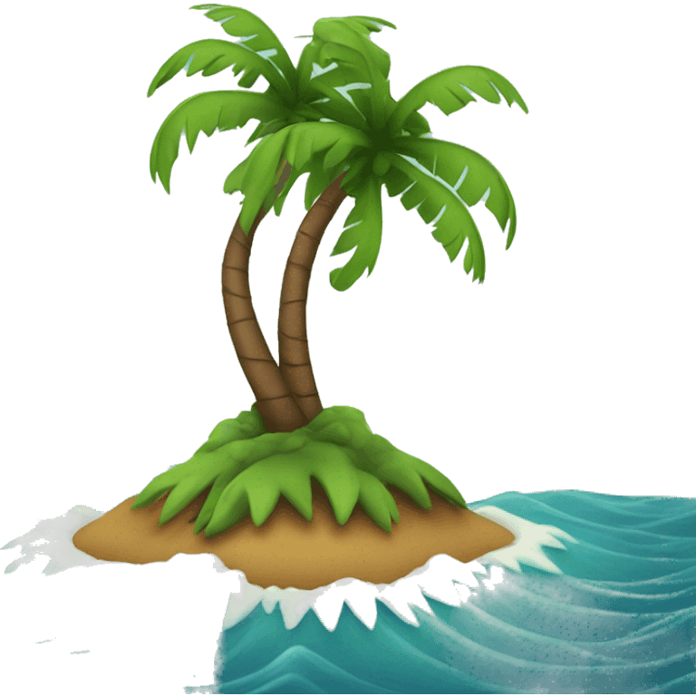 Island with palm tree and waves emoji