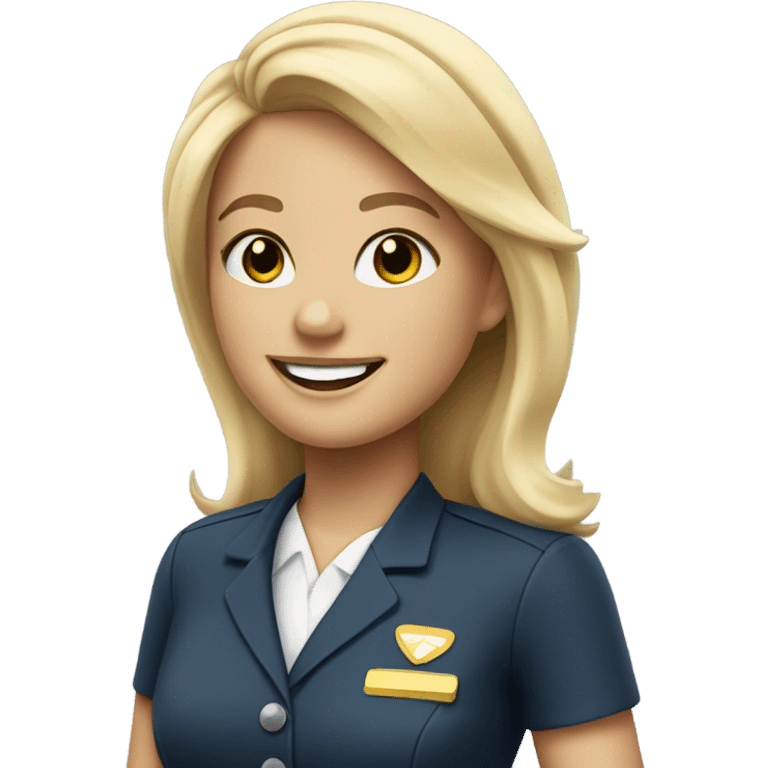 blonde hair girl smiling in flight attendant uniform  emoji