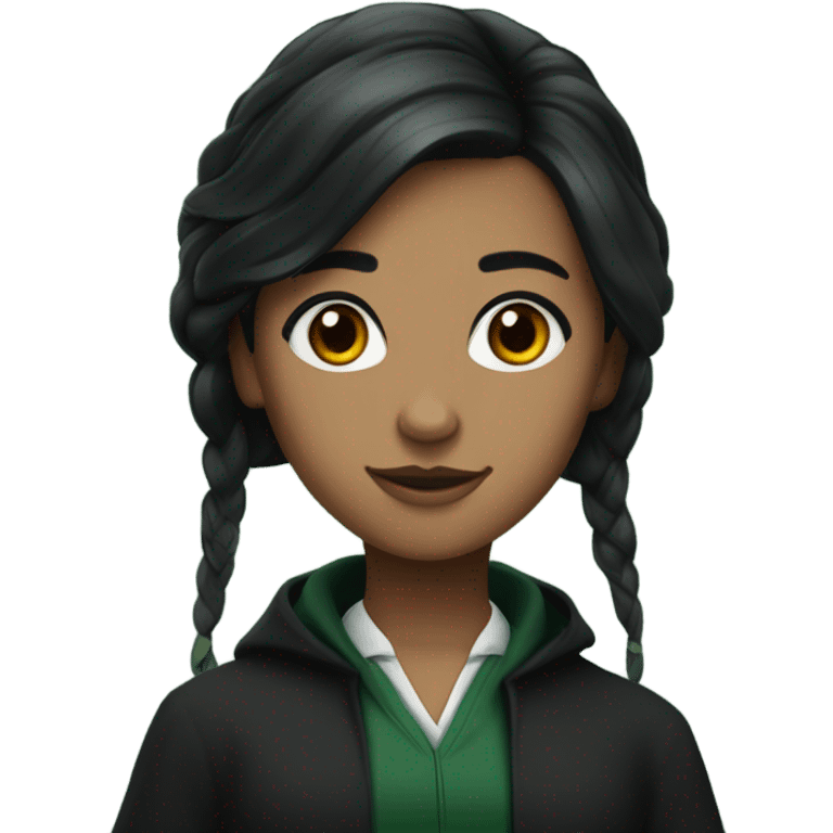 Black hair slytherin girl student brown eyes  emoji