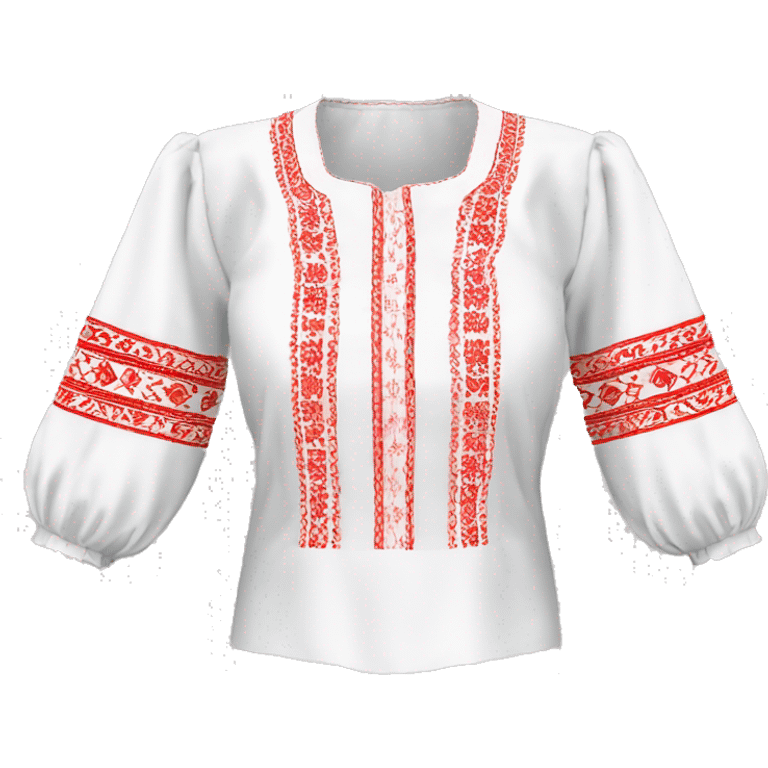  Blouse vyshyvanka, white with red embodiary on sleeves emoji