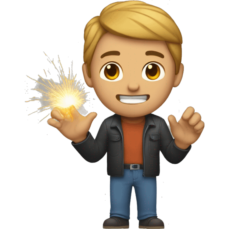 A man with sparks in his hand emoji