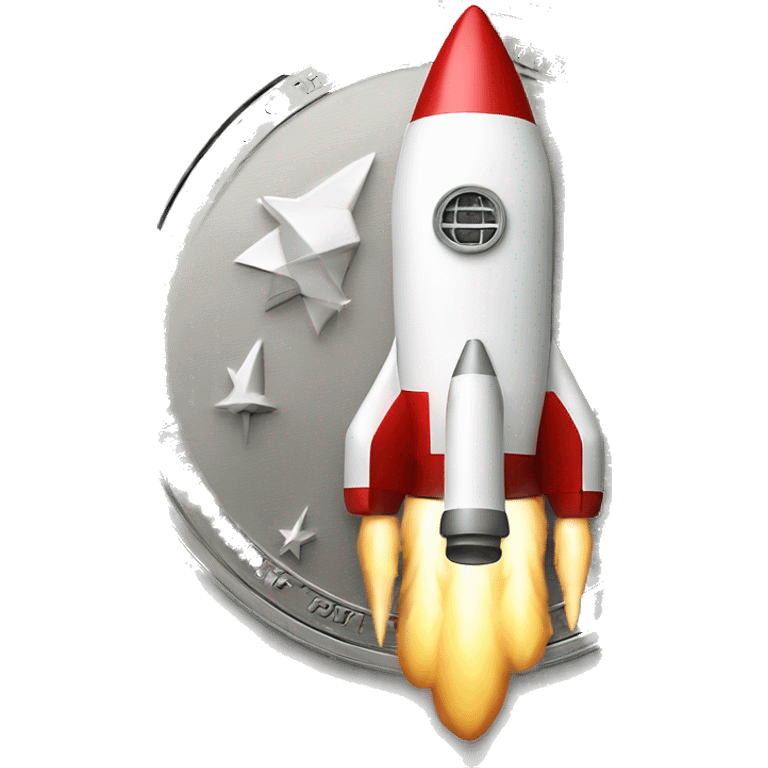 rocket on center a silver coin  emoji