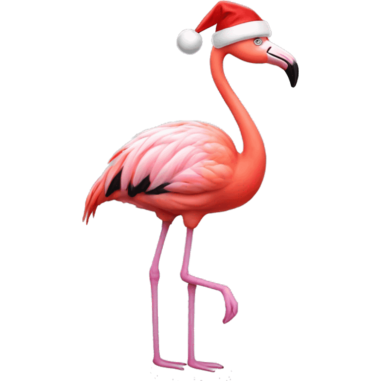 Flamingo with Christmas hat and ornaments  emoji