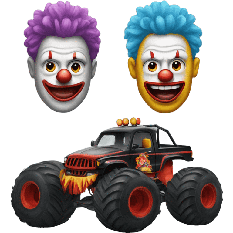 Clown in a monster truck emoji