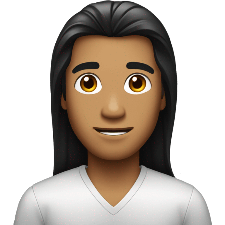 phillipino bronzed young man with long long straight black hair emoji