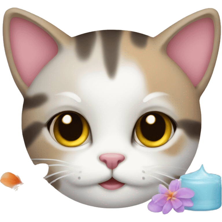 Cute cat with spa items emoji