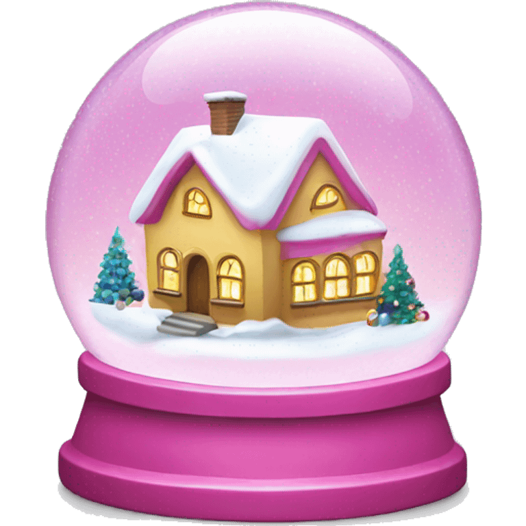 Pink snow globe with a Christmas house inside  emoji